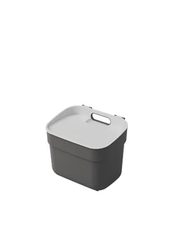 CURVER Poubelle de Tri 5L "Ready To Collect" - Utilisable en Compost - Avec Support Mural pour Mur ou Porte - Cuisine, Salle de Bain, Buanderie - 100% Recyclé - Anthracite