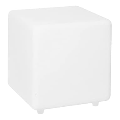 Cube solaire lumineux tabouret table basse LED blanc/multicolore CASY H30cm