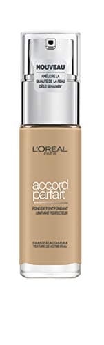 L'Oréal Paris - Fond de Teint Fluide - Hydratation 24H - Formule à l'Acide Hyaluronique - Tous les Types de Peaux - Accord Parfait - Teinte : Beige Doré (3.D) - 30 ml
