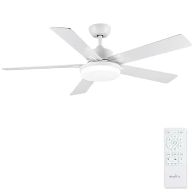 Newday 132cm Ventilateur de Plafond avec Lumiere Blanc, Grand Ventilateur de Plafond avec Télécommande Silencieux Chambre, Dimmable Ampoule Ventilo Plafond avec Mode de Sommeil pour Salon Terrasse