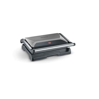 SEVERIN Multi-gril viande compact, Gril électrique multifonction pour légumes, steaks et paninis, Gril viande avec plaques antiadhésives, 800 W, Gris/Noir, KG 2394