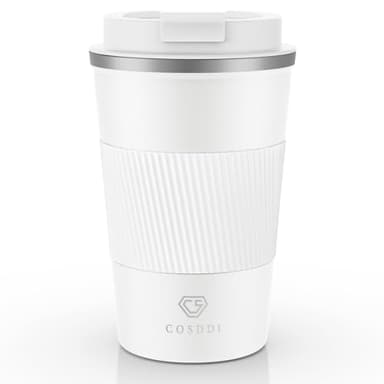 CS COSDDI Tasse à Café Isolée en Acier Inoxydable - Mug de Voyage à Double Paroi Avec Couvercle Isolant Pour Voiture - Réutilisable et Écologique