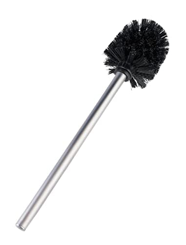 WENKO Brosse de Rechange avec Manche en Acier INOX Mat Noir - pour Les Ensembles WC, Acier Inoxydable, 8 x 35 x 8 cm, Mat