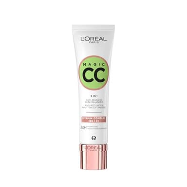 L'Oréal Paris - CC Crème 5-en-1 - Crème Universelle Anti-Rougeurs - Enrichie en Vitamines B5 et E - Hydratation 24H - Peaux Sensibles et Peaux Grasses - Magic CC Crème - Teinte Universelle - 30 ml