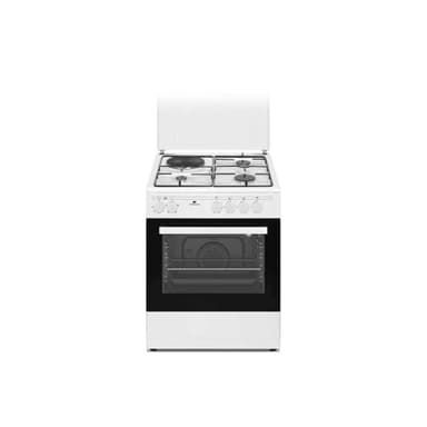 Cuisiniere mixte CONTINENTAL EDISON CECM60FCW - 3 feux gaz + 1 électrique - L59,8 x P61 xH83 cm - Blanc