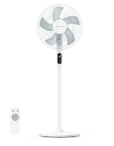 MYCARBON Moteur DC Ventilateur sur Pied Ultra Silencieux 20dB Hauteur Réglable 130cm/100cm/70cm avec Télécommande 3744m³/h Oscillation 85 ° Ventilateur de Table 12 Vitesses 12h Minuterie pour Chambre