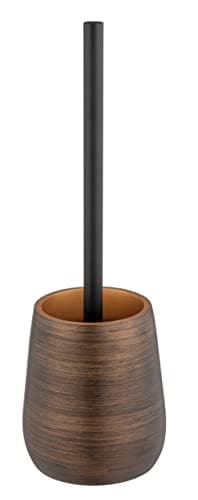WENKO Kit d'accessoires pour WC Palena, Porte-Brosse WC en polyrésine de Haute qualité, Brosse WC avec tête de Brosse Interchangeable pour Un Nettoyage hygiénique, Ø 12,5 x 37 cm, Bronze