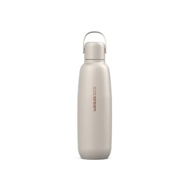 sodastream Fizz & Go Cool – Bouteille isotherme en acier inoxydable 0,9L, double paroi, conserve chaud ou froid jusqu’à 12h, compatible machines, blanc sable