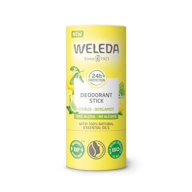 WELEDA Déodorant Stick Citrus Bergamote – Homme Femme, 100 % d’Origine Naturelle, Sans Alcool, Sans Sels d’Aluminium, Efficacité 24H, Déodorant Solide, Parfum Agrumes, Vegan NATRUE, 50g