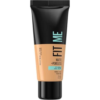 Maybelline New York - Fond de Teint Fluide Fit Me - Matte & Poreless - Peaux normales à grasses - Teinte : 220 Beige Naturel - 30 ml