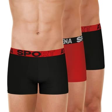 Athena Homme Sport Lh31 Boxer, Noir C. Rouge/Rouge C. Grise/Noir C. Rouge, M EU
