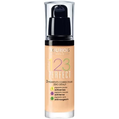 Bourjois - Fond de Teint 1.2.3 Perfect - 3 en 1 : Anticernes, Anti-Terne et Anti-Rougeurs - Fini Semi-Mat - Formule Anti-Brillance et Hydratante - 54 Beige 30ml