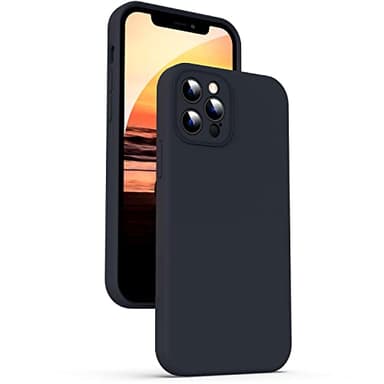 Supdeal Coque en Silicone Liquide pour iPhone 12 Pro, [Protection de la Caméra] [Anti-Empreintes Digitales] [Chargement sans Fil], Étui Housse en Microfibre Intégrée, 6,1", Noir