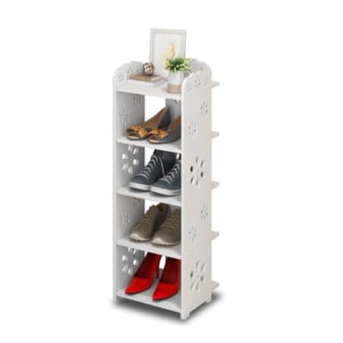 Dripex Etagère à Chaussures Blanche, Étagère de Rangement Gain de Place, Montage Ultra Facile, Meuble Compact pour Entrée Couloir Salon, 5 Niveaux, 25P x 26l x 66H