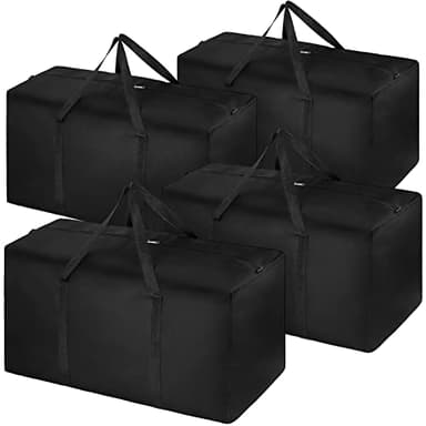 Lot de 4 Sacs de Voyage Extra Larges, Pliables et étanches en Tissu Oxford 600D, Sacs fourre-Tout Robustes pour Homme et Femme, cartons de déménagement Solides pour la Maison, Noir, Voyage
