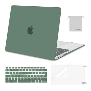 MOSISO Coque Compatible avec MacBook Air 13 Pouces M1 Compatible 2021-2018 A2337 A2179 A1932, Coque Rigide&Housse Clavier&Film D'écran&Sac de Rangement pour MacBook Air 13,3 Pouces,Vert Minuit