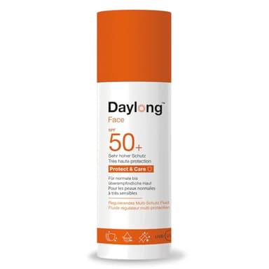 Daylong Protect & Care, Crème Solaire Fluide SPF50+, Visage et corps, Base maquillage quotidien, Hydratation 24h, 50ml