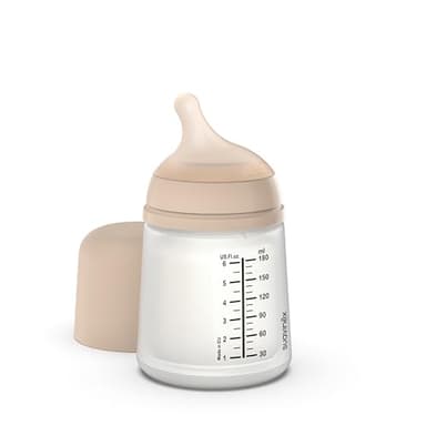 Suavinex, Biberon Anti Colique Zero Zero, avec Tétine Débit Lent (S) en Silicone, pour Bébés +0 Mois, Idéal pour l'Allaitement Mixte, Tétine Imitant le Sein, Biberon Nouveau-né, 180 ml, Light