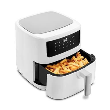 MEDION Air Fryer P10 XL Duo (Double résistance, distribue la chaleur uniformément, capacité 6,8 L XXL, 2150 W, 9 programmes automatiques, ecran tactile digital, MD11750) blanc