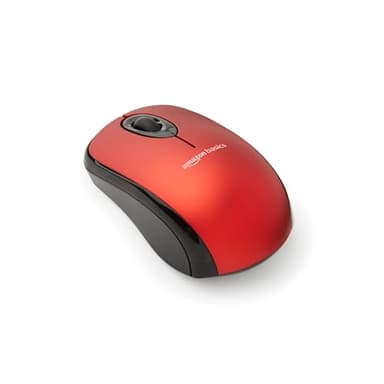 Amazon Basics Souris d’Ordinateur sans Fil avec Nano-récepteur USB - Rouge