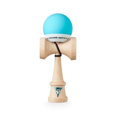 KROM - Kendama Pro Pop Bleu Ciel - Bilboquet Japonais - Jouet en Bois pour Adulte et Enfant - Pack : Ficelle de Rechange + Stickers offerts
