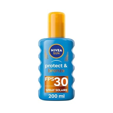 NIVEA SUN - Spray Solaire Activateur De Bronzage Protect & Bronze FPS 30 - Protection & Teint Hâlé - Extrait Naturel De Pro-Mélanine - Formule Légère & Non Grasse - Peaux Normales - 200 ml
