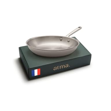 Atma la Bonne Poêle Inox Triple Couche - Poêle Induction 26cm avec Manche Riveté - Sans PFAS ni Revêtement Chimique - Compatible Tous Feux et Four - Fabriquée en France