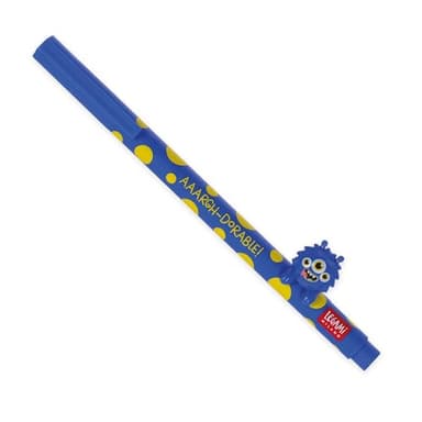 LEGAMI - Stylo gel avec animal décoratif Lovely Friends, thème Monster, évite de rouler, encre bleue, animal amovible et recombinable, pointe 0,5 mm