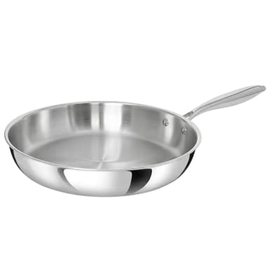 TeCuisine - Poêle Inox 18/10 Triply – 32 cm – Sans Revêtement – Sans PFAS, PFOA, PTFE – Compatible Tous Feux Dont Induction – Manche Riveté Froid – Cuisson Saine et Durable