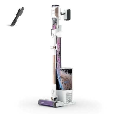 Shark Aspirateur sans Fil Detect Clean & Empty, Aspiration puissante, système de détection de la saleté, Base Auto-vidante 2 l, autonomie 60 Min, Fonction Anti-emmêlement, suceur Plat, Blanc IW3612EU