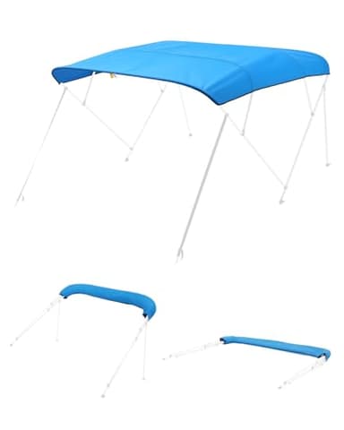 VEVOR Bimini pour Bateau à 4 arceaux, 244 cm, taud de Soleil imperméable avec Toile en Polyester 600D, Pare-Soleil, Sac de Rangement, Compatible avec Les Bateaux de Large 246-262 cm, Bleu Pacifique