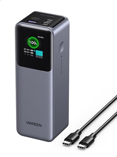 UGREEN Nexode Pro 200W Batterie Externe 25000mAh Power Bank Charge Rapide USB C PD3.1 140W 3 Ports Chargeur Portable PC Écran TFT Compatible avec iPhone 17 16 15 14 Galaxy S25 S24 A56 A16 MacBook iPad