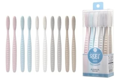 Samjung Wangta Lot de 10 brosses à dents souples Blanc pierre – Meilleure brosse à dents manuelle pour un nettoyage maximum, efficace et des gencives et des dents sensibles