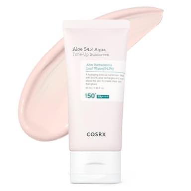 COSRX Aloe 54.2 Aqua Tone-up Sunscreen​ SPF 50, protection solaire hydratante et teintée pour peaux sensibles, protection UV, non gras, écran solaire teinté, écran solaire coréen, soin de la peau
