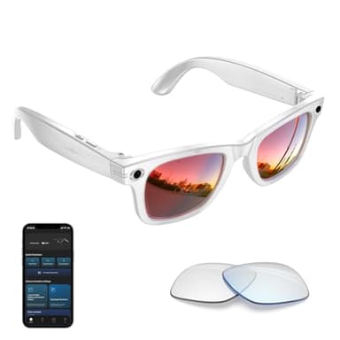 Tulbeys AI Smart Glasses 4K Caméra HD 290 mAh 800 W Lunettes de caméra avec Enregistrement vidéo, Traduction simultanée/Identification d'objet GPT, Verres de Protection UV400 Contre la lumière Bleue
