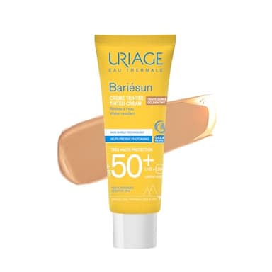 Uriage Bariesun Crème Teintée SPF50+ - Teinte Dorée - Texture Légère, Toucher sec - Fini Naturel et Lumineux - Résistante à la Transpiration - Non Comédogène - Convient aux Peaux Sensibles - 50ml