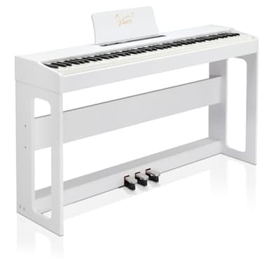 Glarry Domicile Piano Numérique 88 Touches Pondérées, Piano Électrique avec MIDI-USB, Bluetooth et Haut-Parleurs Stéréo, Action du Marteau, Clavier électrique Fullsize pour Débutant (Blanc)