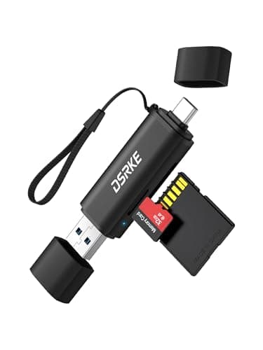 DSRKE Lecteur Carte SD, Aluminium Adaptateur Carte USB 3.0 et USB C pour Micro SD/TF/SDHC/SDXC/MMC, Compatible avec PC/Ordinateur/iPhone 15/16Plus/17 Pro Max/MacBook Pro Air