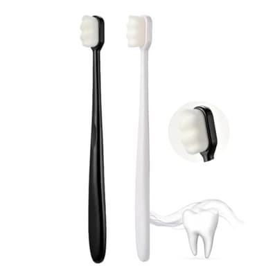 2 brosses à dents extra douces manuelle en micro fourrure pour gencives fragiles Brosse à dents manuelle pour adultes pour dents gencives récession orale des Gencives Sensibles