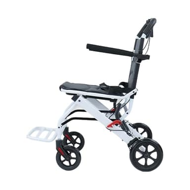 Fauteuil roulant pliable ultra léger en alliage d'acier au carbone avec guidon rotatif à 360°, pneus en polyuréthane, 8,2 kg, compact pour les voyages, idéal pour les personnes âgées et handicapées