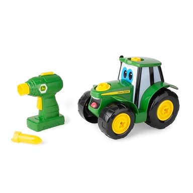 TOMY - Jeu de Construction Enfant,Je construis Mon Johnny de John Deere 46655, Jeu d'Assemblage, Jouet Éducatif, Premier Âge, Tournevis Électronique, Tracteur Bébé Vert et Jaune, dès 18 mois+