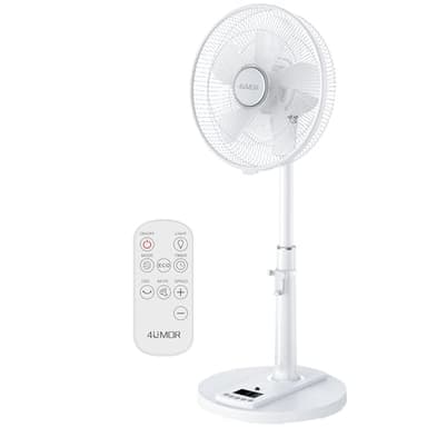 4UMOR Ventilateur sur Pied Ultra Silencieux 20dB avec Télécommande 2772m³/h DC Moteur Brushless 24W 4 Modes 9h Minuterie 9 Vitesses Oscillation Hauteur Ajustable pour Maison Chambre Bureau