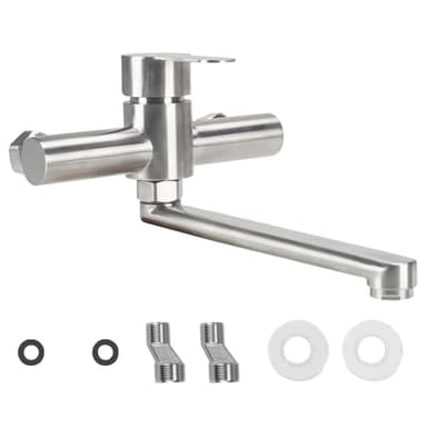 Minnhua Robinet Mural Cuisine rotatif à 360° Mitigeur Mural Cuisine Inoxydable 304 avec bec 25cm Eau Chaude et Froide Trous de Montage Réglables