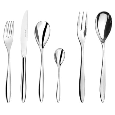 COUZON - Ménagère 50 couverts de table en coffre bois pour 12 personnes - Epsilon - Acier inoxydable 18/10, Finition Miroir, Epaisseur 3 mm - Inox