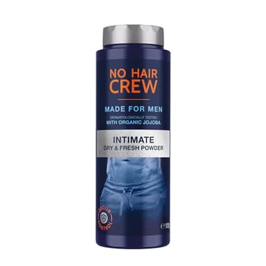 NO HAIR CREW Poudre Intime Homme 100 g – Poudre Corporelle Sans Talc pour Aine, Fesses et Parties Intimes –Absorbe la Transpiration, Réduit Frottements et Odeurs – Sensation Fraîche et Sèche