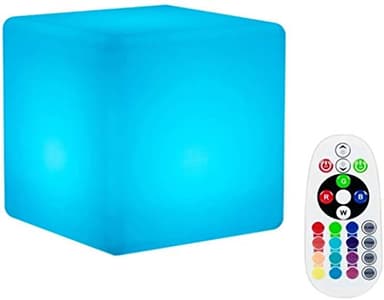 LED Cube Boules Lumineuse, DINOWIN étanche Éclairage d'Ambiance Lampe,Rechargeable 16RGB Couleurs Changeantes pour Décoration Cadeau Avec télécommande (15x15x15cm)