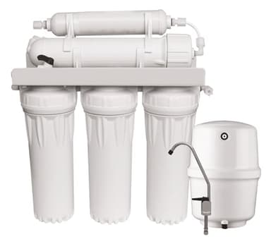 AQUAWATER, 104375, Osmoseur 5 étapes avec réservoir 11L, 4 cartouches filtrantes, robinet froide, purification optimale pour une eau de consommation saine et sans odeur, Gris