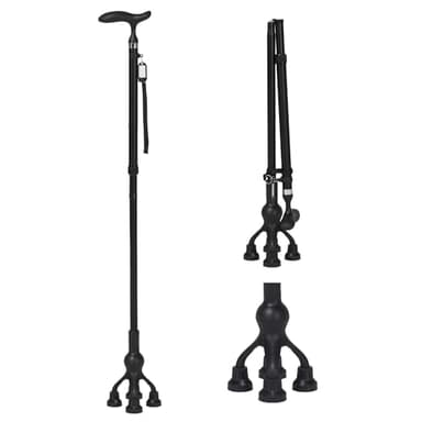 Careboda Canne de Marche Pliable avec Hauteur réglable et poignée en T – Canne Stable pour Personnes âgées et Adultes, Aide à la mobilité et au Quotidien