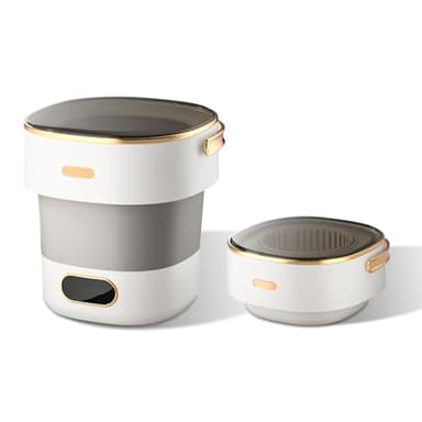 Creperture Machine à Laver Pliable avec Essoreuse, 15 L Machine à Laver Entièrement Automatique avec 3 Modes de Nettoyage, Mini Machine à Laver Camping pour Sous-vêtements Chaussettes