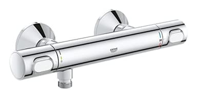 GROHE Mitigeur thermostatique douche Precision Flow, montage mural, protection anti-brûlure, raccord fileté 1/2", rosaces incluses, chromé, 34840000 (Import Allemagne)